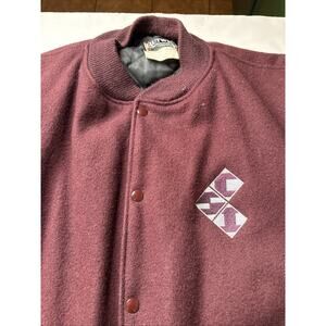 Vtg Butwin Letterman jacket Men Sz 2XL CSI Logo Union Made Usa Snap Maroon Gray